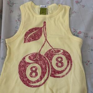Yellow Cherry Print Kids Tank Top